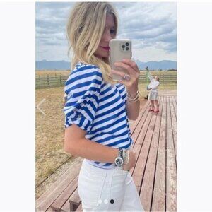 Buru Sivas Top Blue White Striped Size S Classic Preppy Nautical